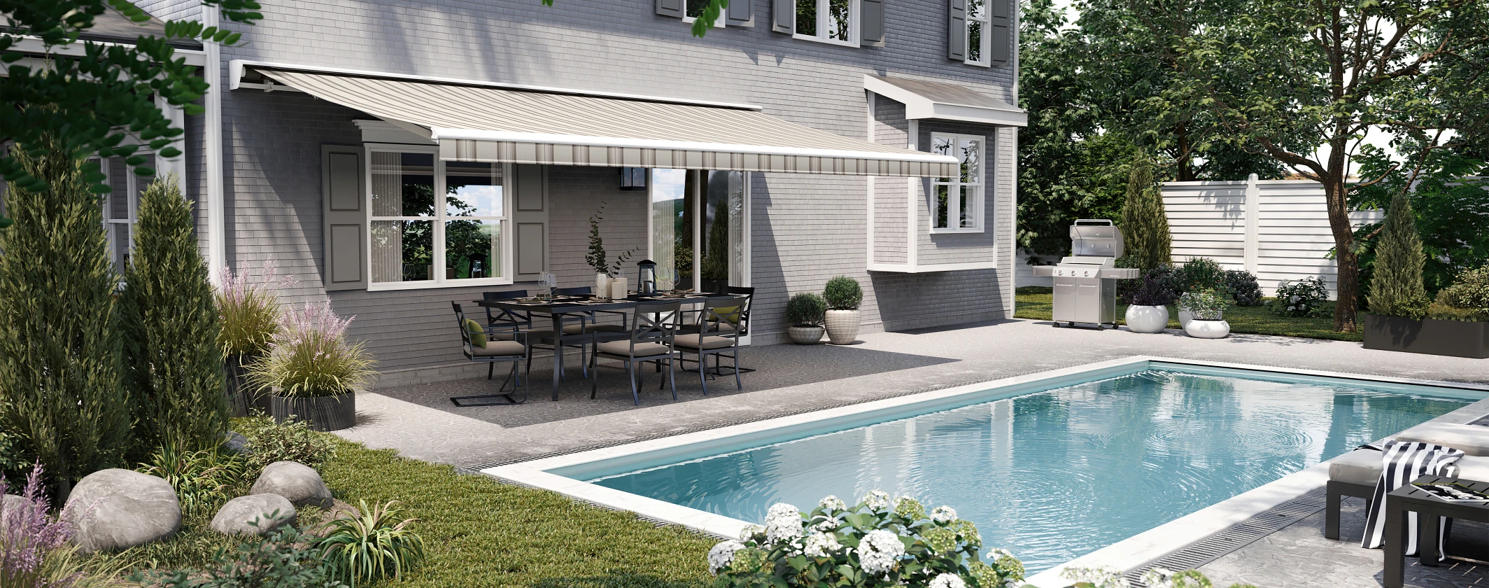 CLEARANCE CL-02 — SunSetter Platinum Plus Awning 12' × 10' — Fern Stripe / Bronze Frame — Slightly Used